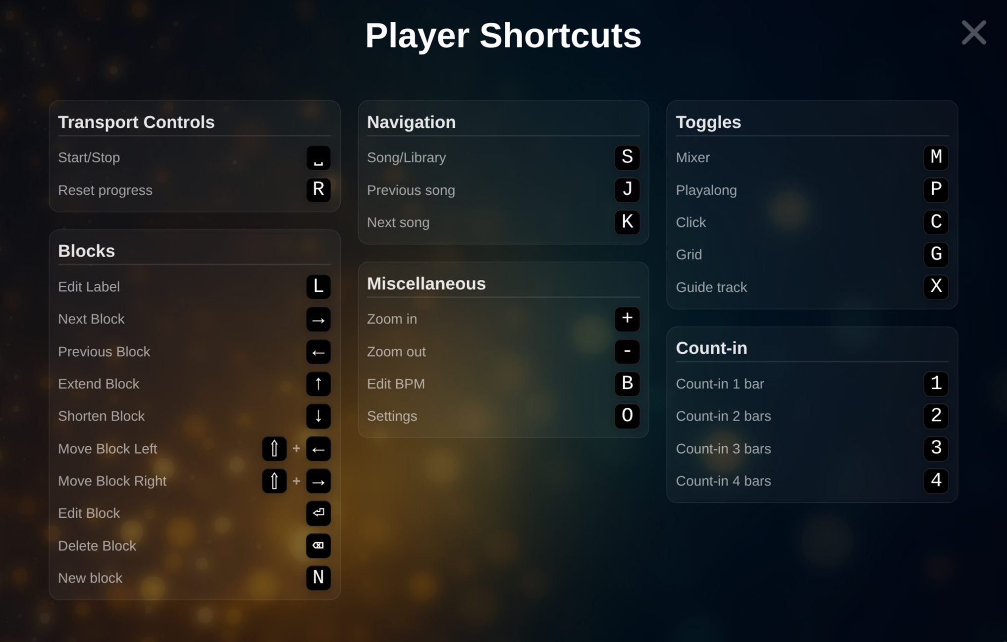 Player Shortcut Overview